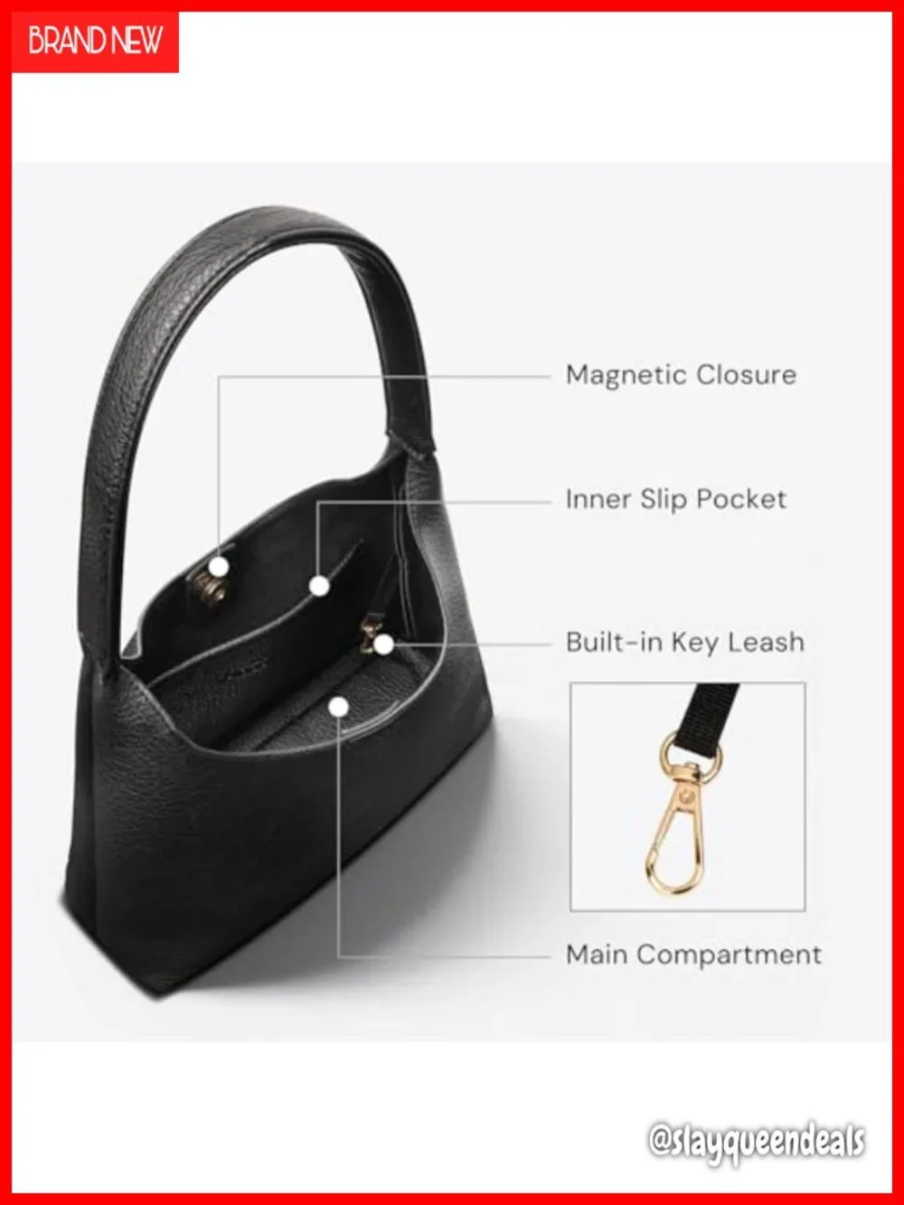 Slouchy Hobo Shoulder Bag Soft Vegan Leather Magnetic Small Everyday Purse